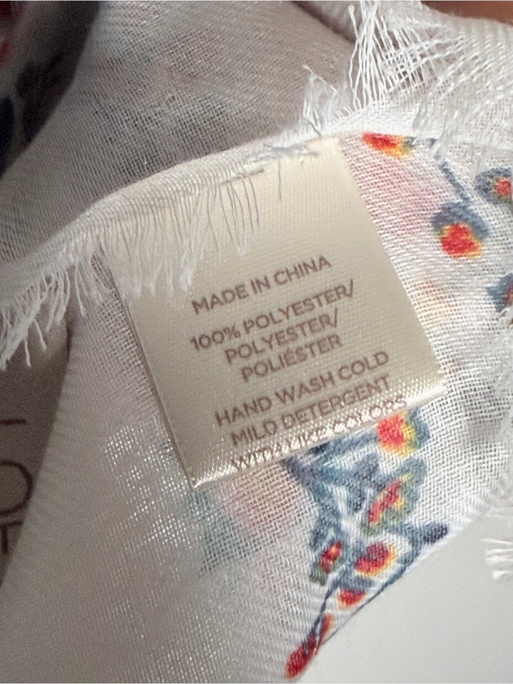 LOFT Floral Scarf in White with Red, Yellow & Teal Blooms - Picture 8 of 10